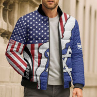USA Israel Bomber Puffer Jacket Stars of David Sporty Style