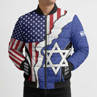 USA Israel Bomber Puffer Jacket Stars of David Sporty Style