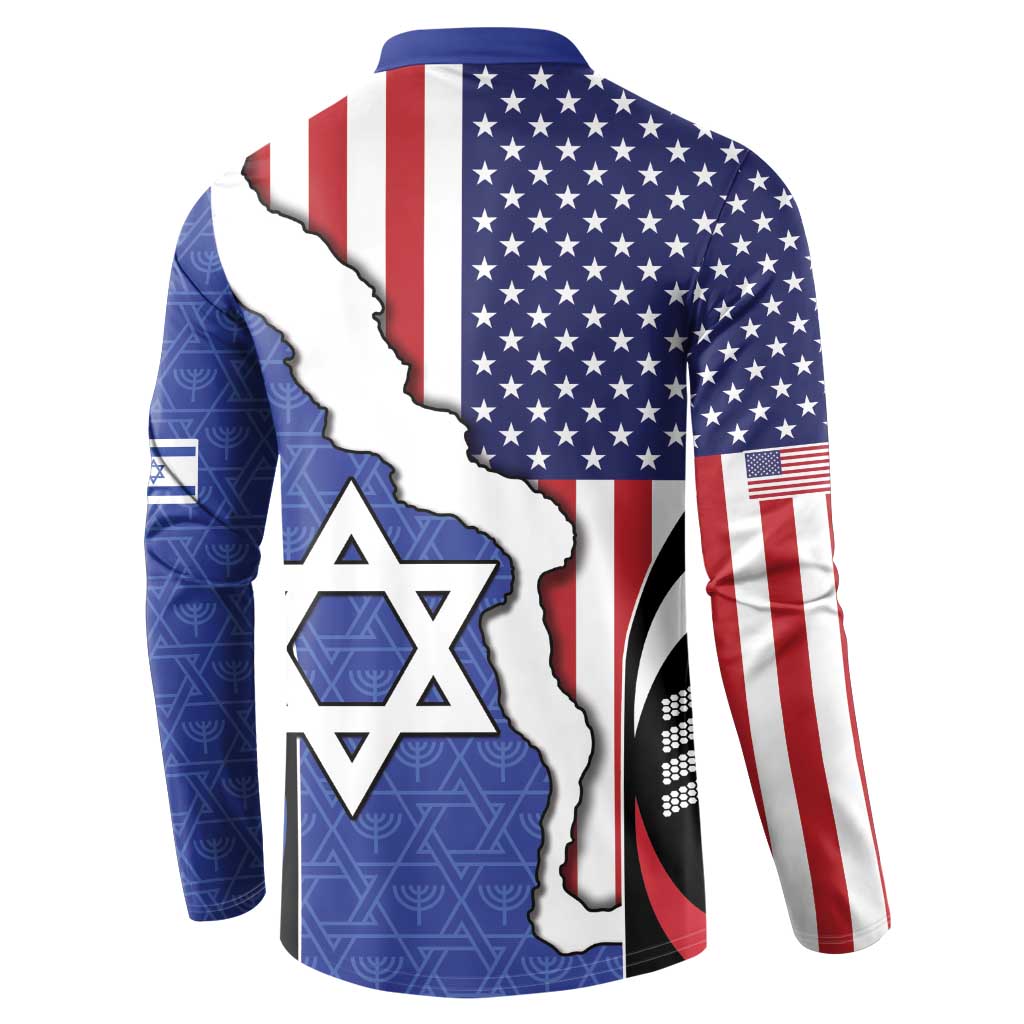 USA Israel Button Sweatshirt Stars of David Sporty Style