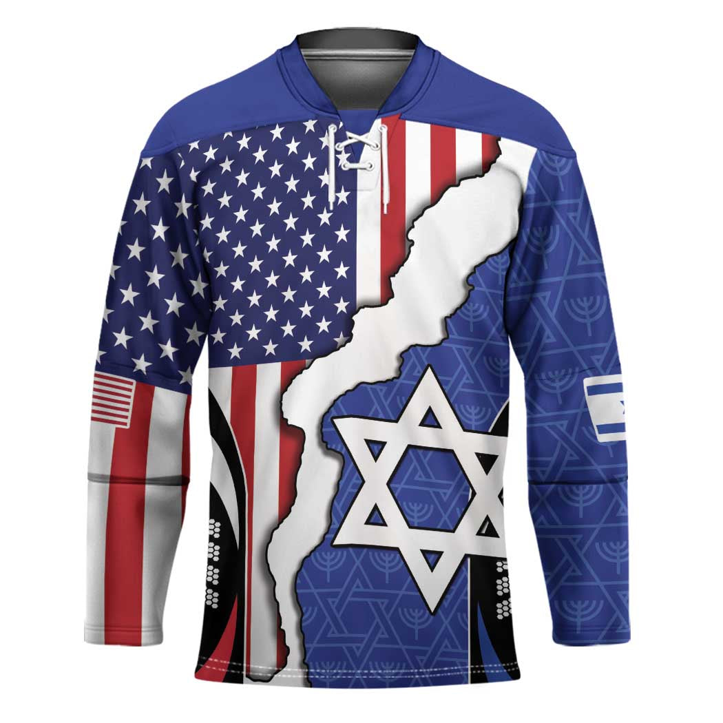 USA Israel Hockey Jersey Stars of David Sporty Style