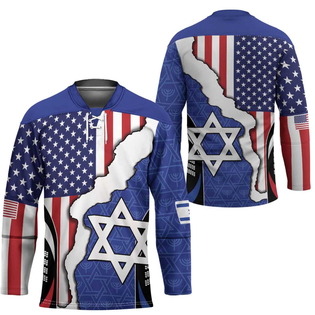 USA Israel Hockey Jersey Stars of David Sporty Style