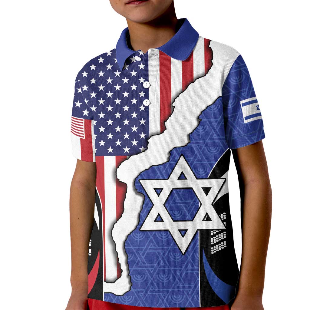 USA Israel Kid Polo Shirt Stars of David Sporty Style
