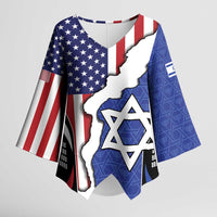 USA Israel Kimono Sleeve Blouse Stars of David Sporty Style