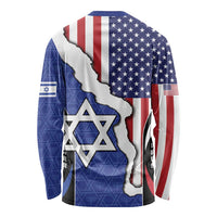 USA Israel Long Sleeve Shirt Stars of David Sporty Style