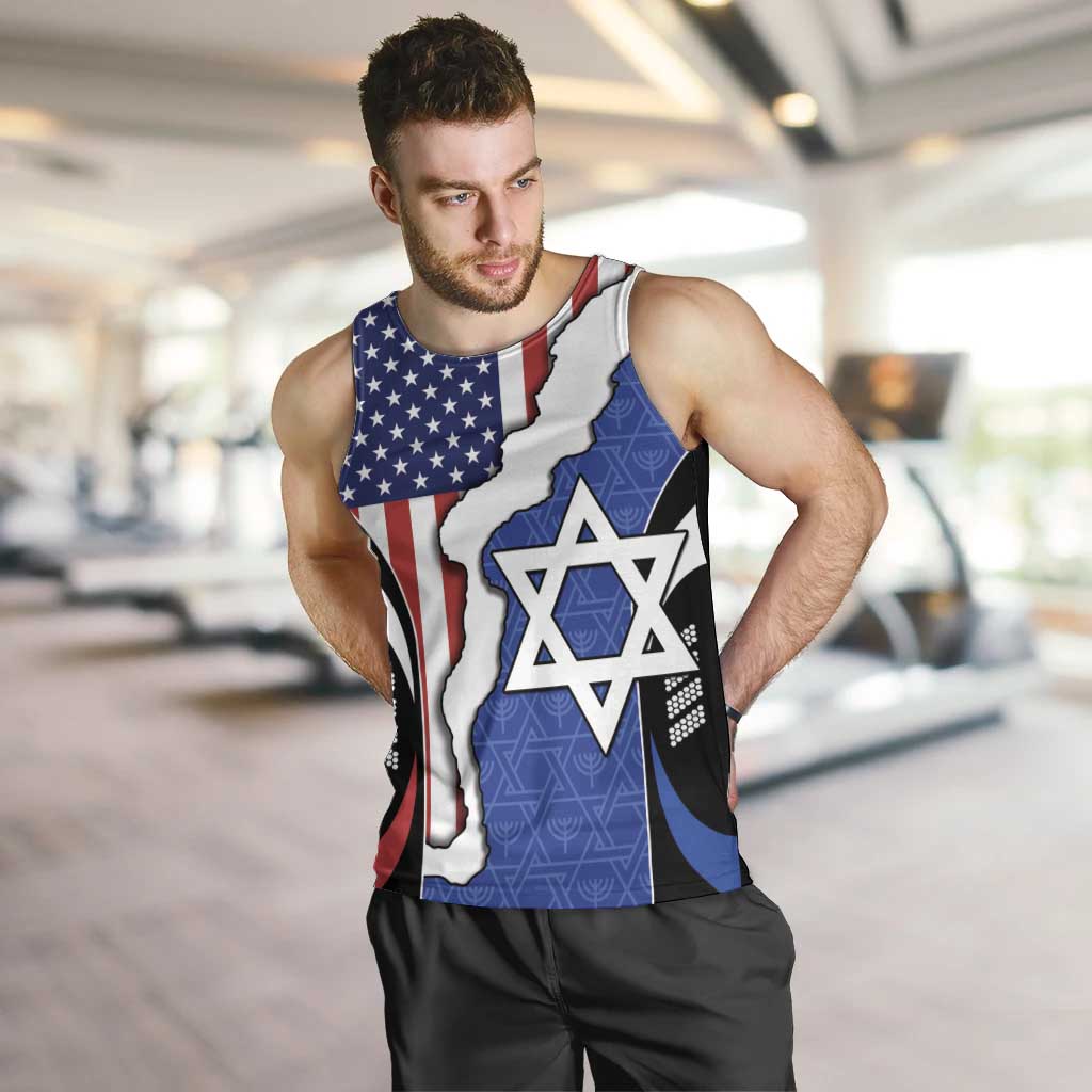 USA Israel Men Tank Top Stars of David Sporty Style