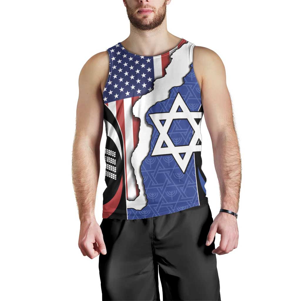 USA Israel Men Tank Top Stars of David Sporty Style