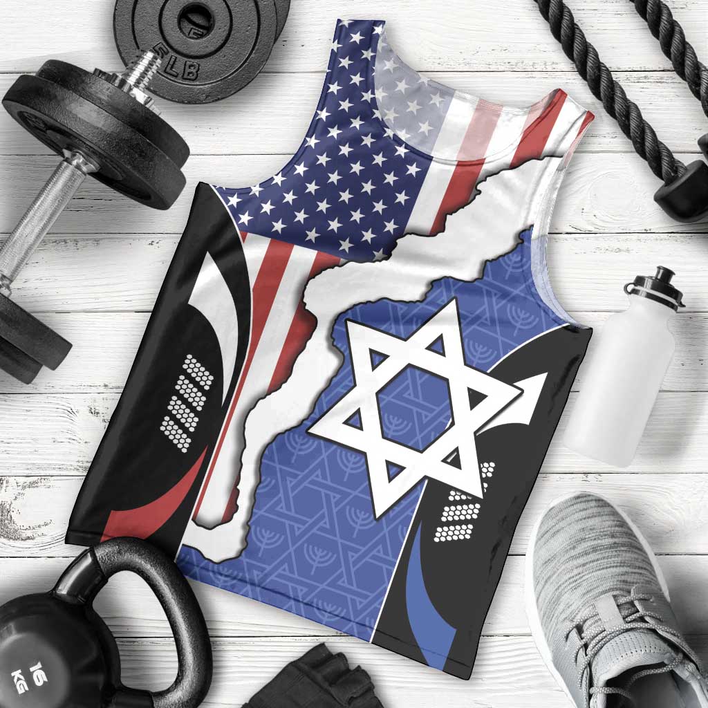 USA Israel Men Tank Top Stars of David Sporty Style