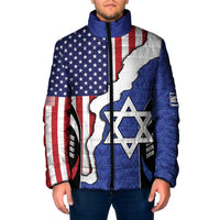 USA Israel Padded Jacket Stars of David Sporty Style