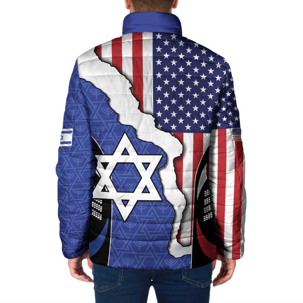 USA Israel Padded Jacket Stars of David Sporty Style