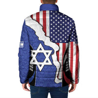 USA Israel Padded Jacket Stars of David Sporty Style