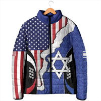 USA Israel Padded Jacket Stars of David Sporty Style