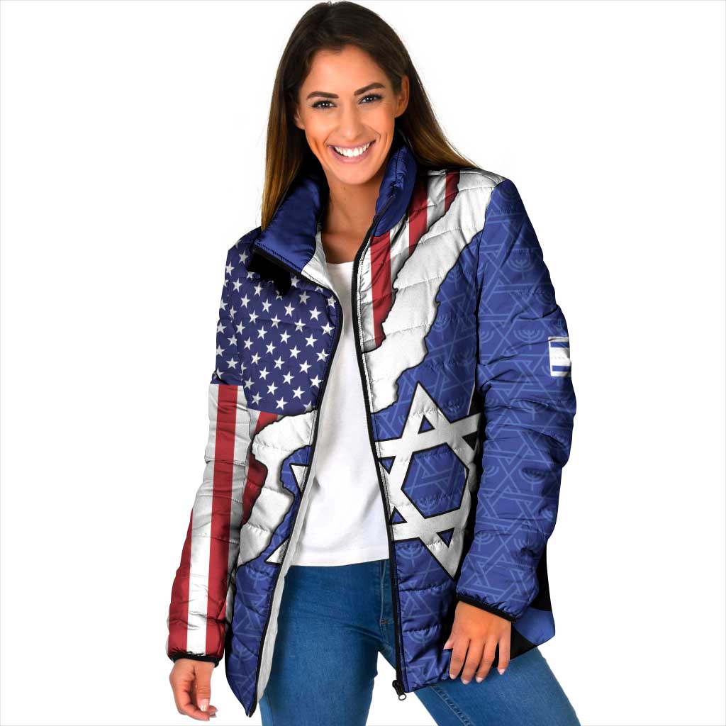 USA Israel Padded Jacket Stars of David Sporty Style