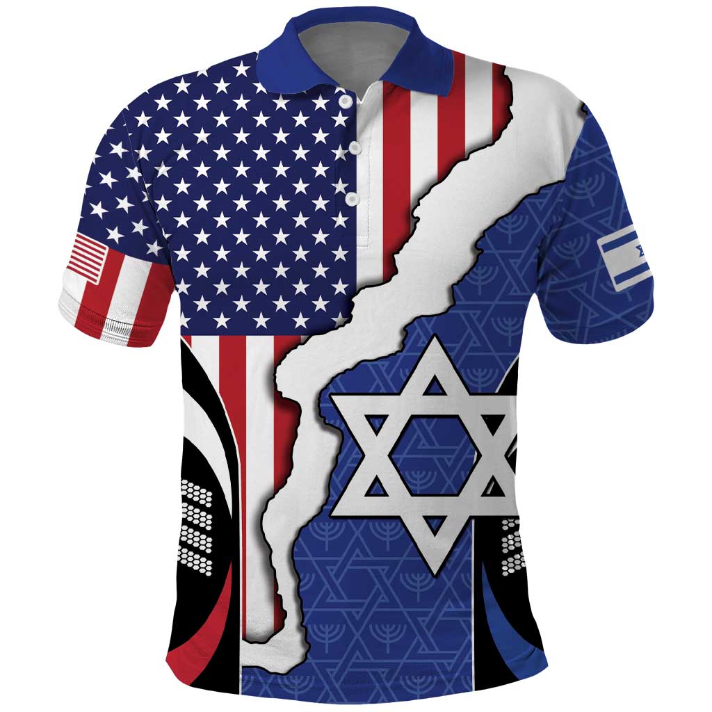 USA Israel Polo Shirt Stars of David Sporty Style