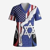 USA Israel Scrub Top Stars of David Sporty Style