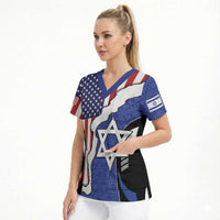 USA Israel Scrub Top Stars of David Sporty Style