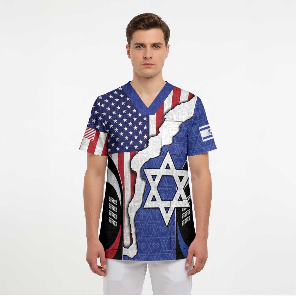 USA Israel Scrub Top Stars of David Sporty Style