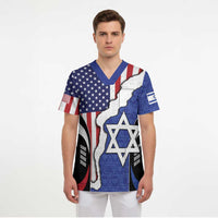 USA Israel Scrub Top Stars of David Sporty Style