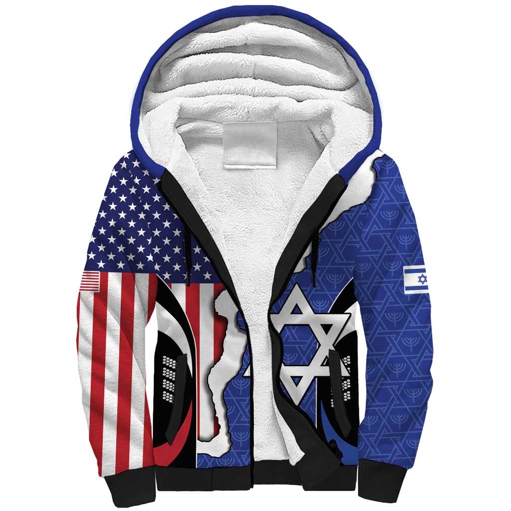 USA Israel Sherpa Hoodie Stars of David Sporty Style