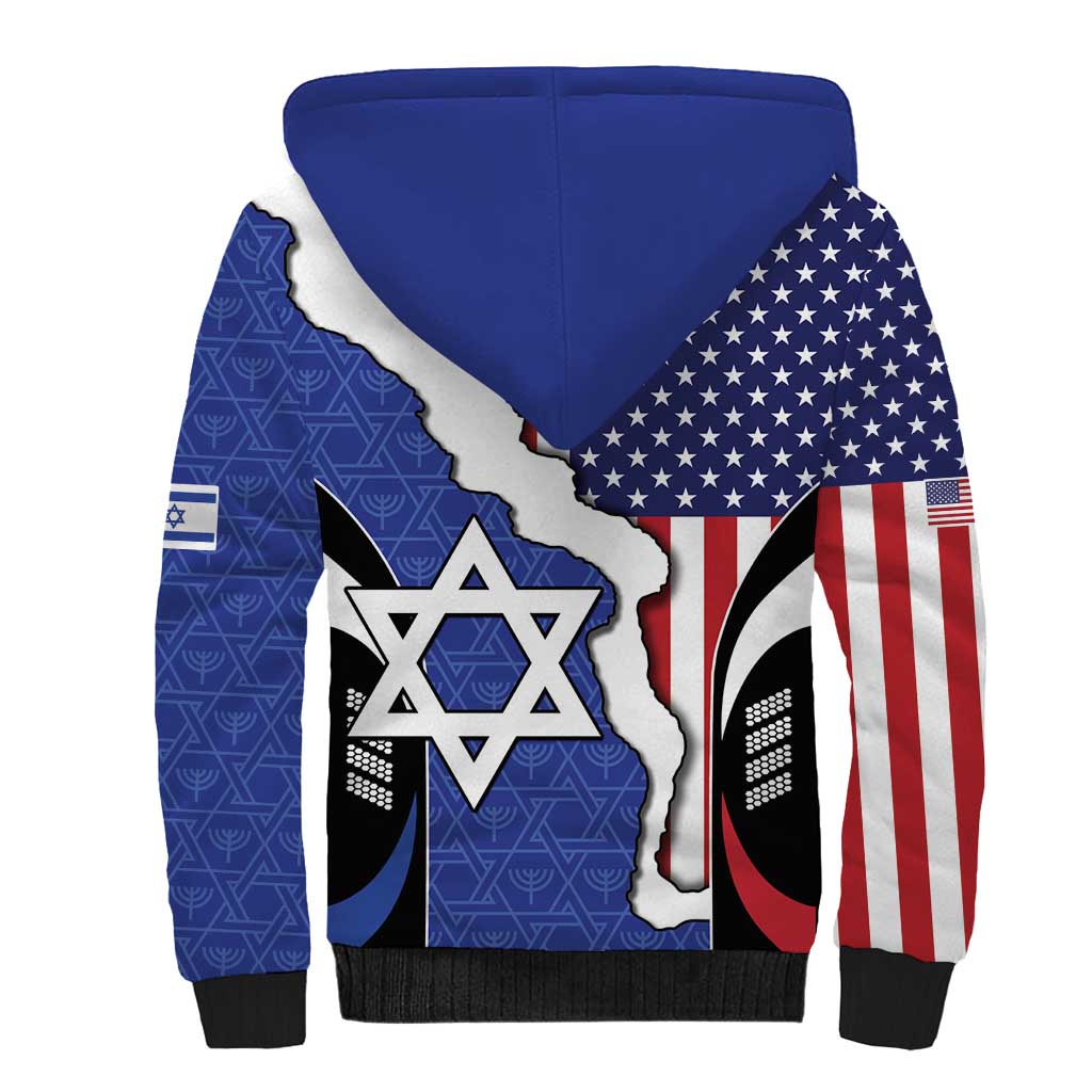 USA Israel Sherpa Hoodie Stars of David Sporty Style