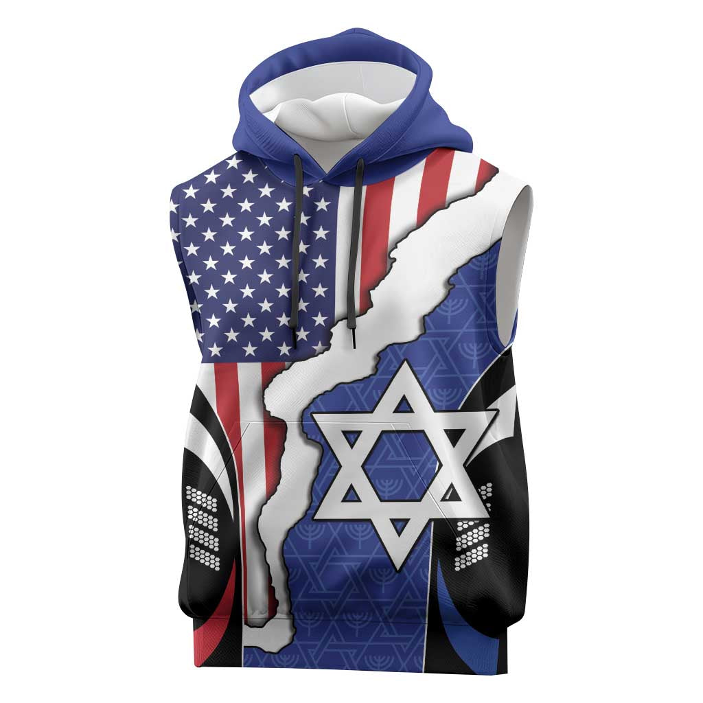 USA Israel Sleeveless Hoodie Stars of David Sporty Style