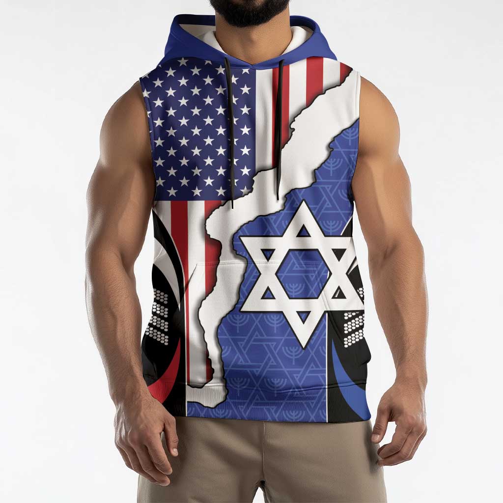 USA Israel Sleeveless Hoodie Stars of David Sporty Style
