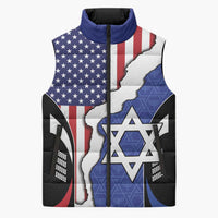 USA Israel Sleeveless Puffer Jacket Stars of David Sporty Style