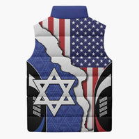 USA Israel Sleeveless Puffer Jacket Stars of David Sporty Style