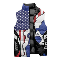 USA Israel Sleeveless Puffer Jacket Stars of David Sporty Style
