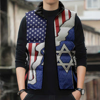 USA Israel Sleeveless Puffer Jacket Stars of David Sporty Style