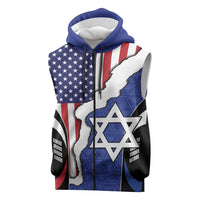 USA Israel Sleeveless Zip Hoodie Stars of David Sporty Style