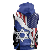 USA Israel Sleeveless Zip Hoodie Stars of David Sporty Style