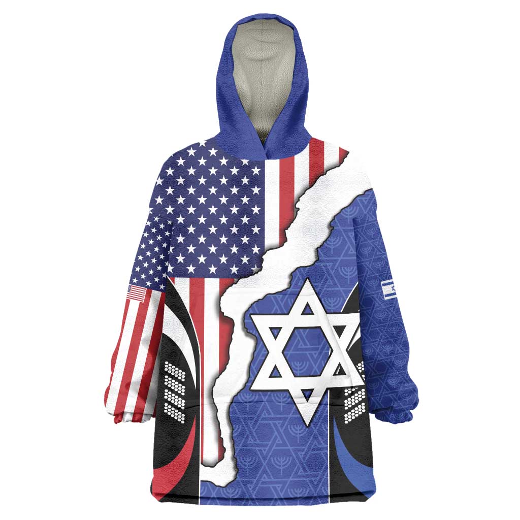 USA Israel Wearable Blanket Hoodie Stars of David Sporty Style