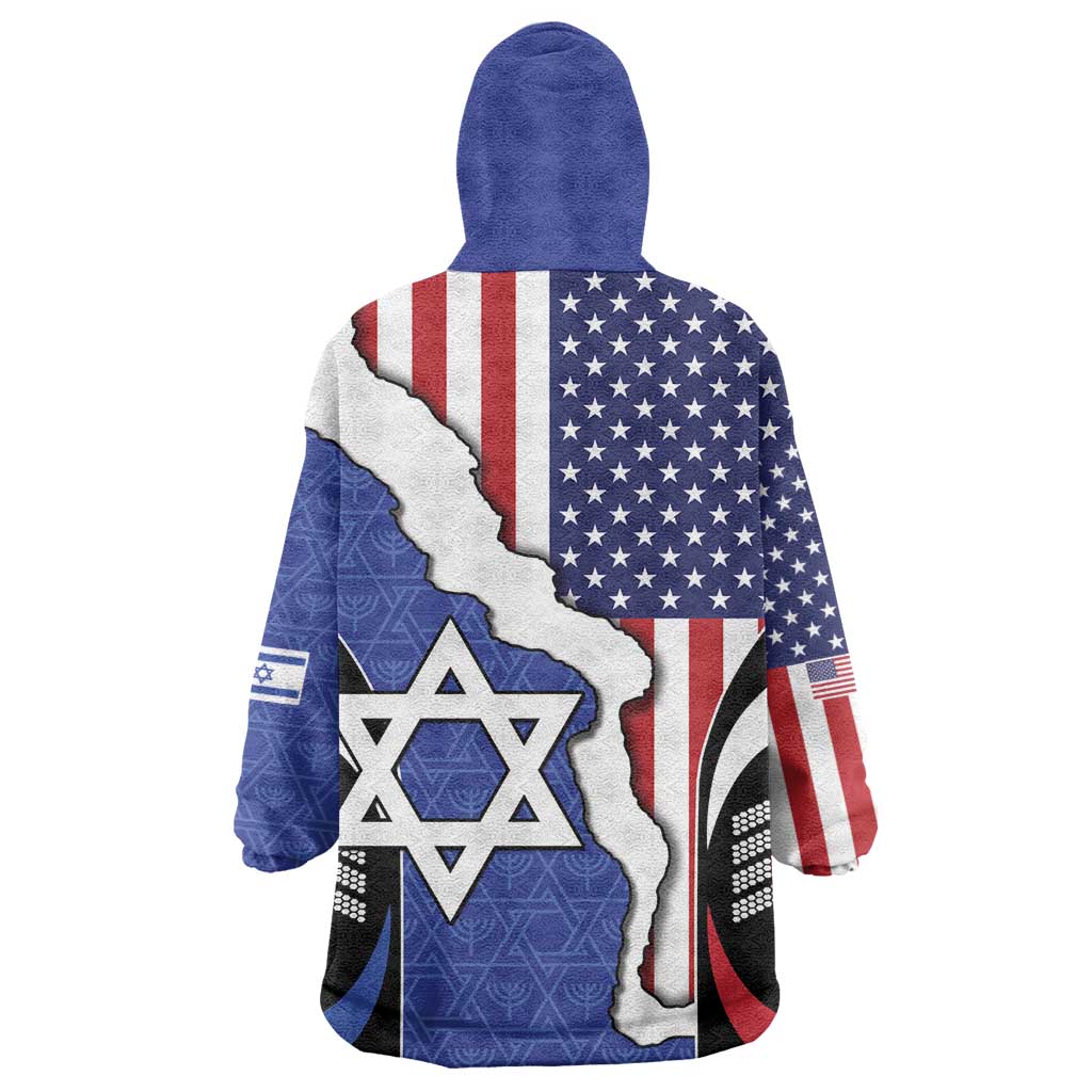 USA Israel Wearable Blanket Hoodie Stars of David Sporty Style