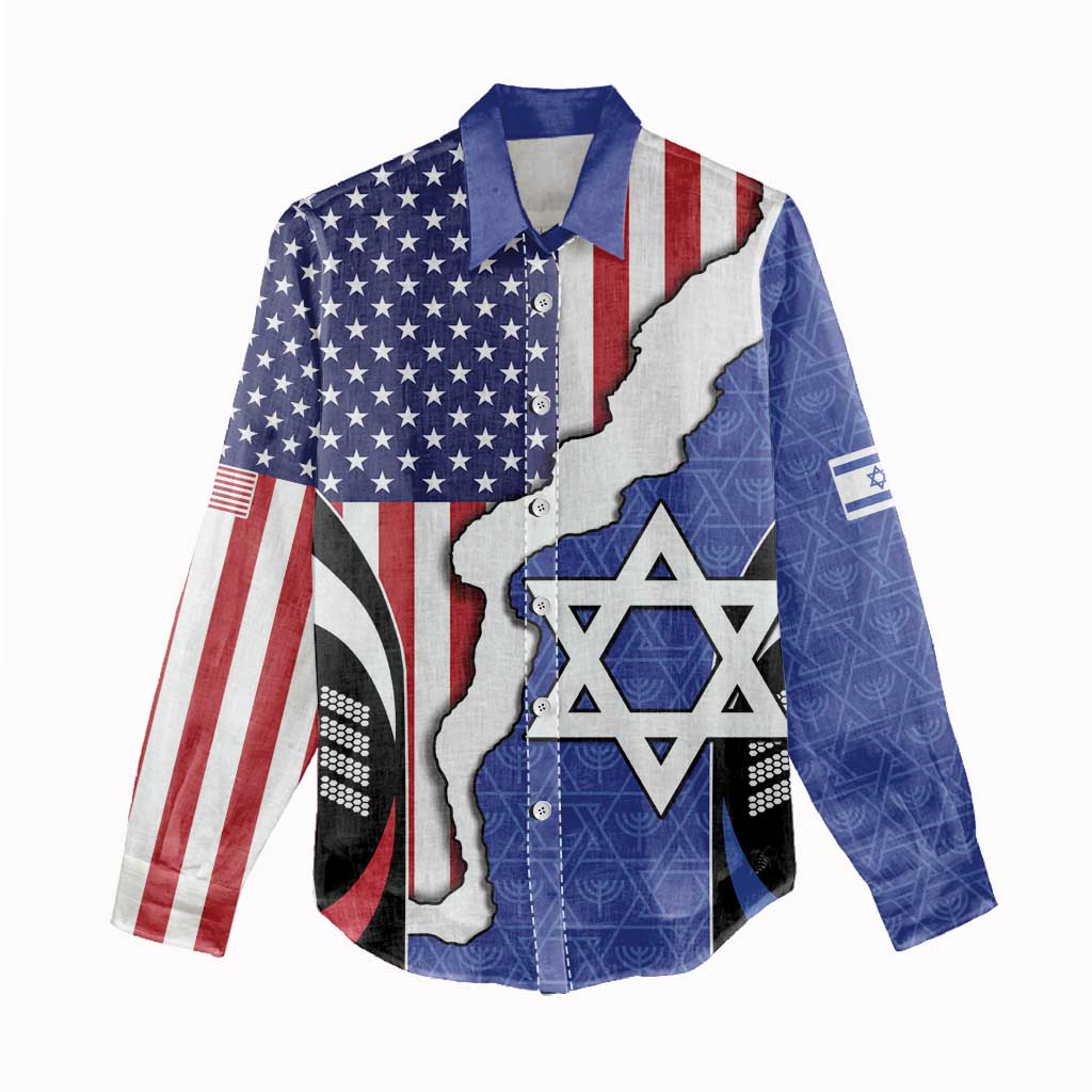 USA Israel Women Casual Shirt Stars of David Sporty Style
