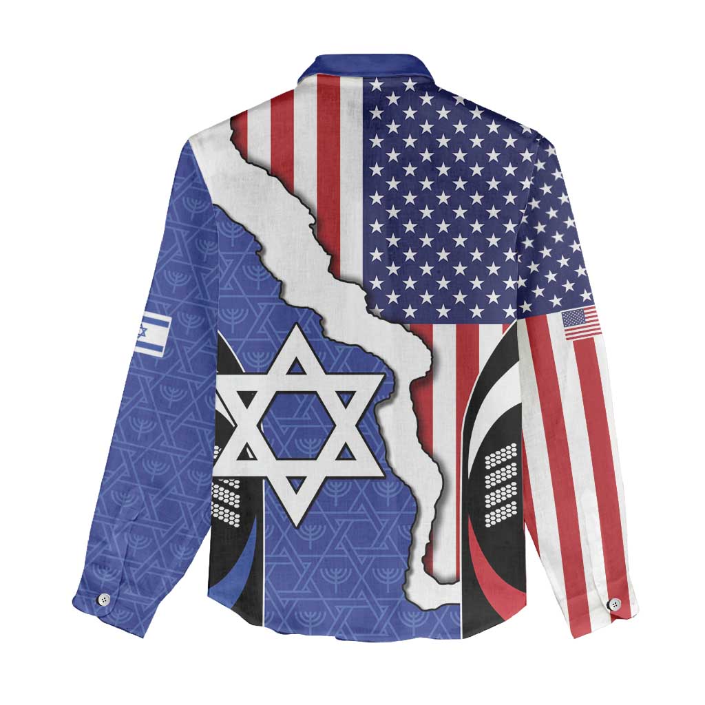 USA Israel Women Casual Shirt Stars of David Sporty Style