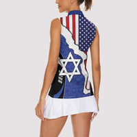 USA Israel Women Sleeveless Polo Shirt Stars of David Sporty Style