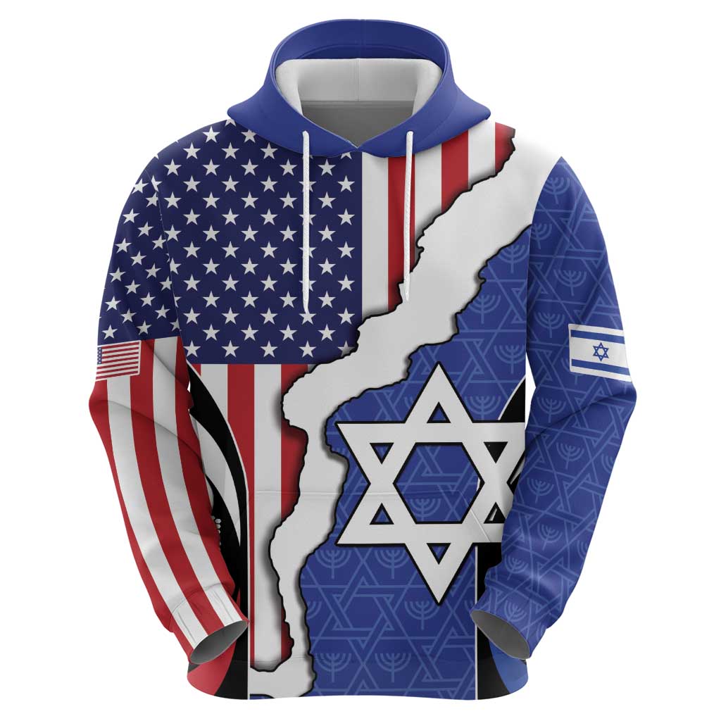USA Israel Zip Hoodie Stars of David Sporty Style