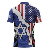 USA Israel Zipper Polo Shirt Stars of David Sporty Style