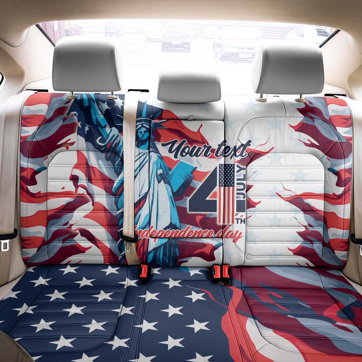 Personalized United States Independence Day Back Car Seat Cover Statue of Liberty Happy 4th Of July LT9 - Wonder Print Shop