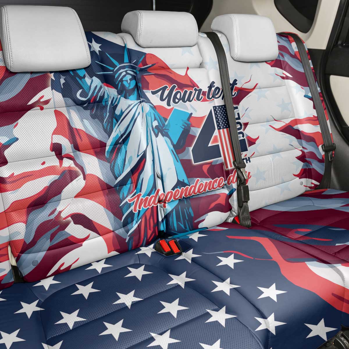 Personalized United States Independence Day Back Car Seat Cover Statue of Liberty Happy 4th Of July LT9 - Wonder Print Shop