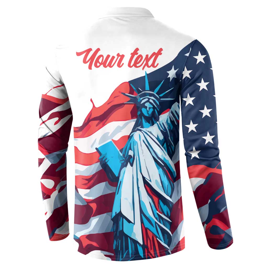 Personalized United States Independence Day Button Sweatshirt Statue of Liberty Happy 4th Of July LT9 - Wonder Print Shop