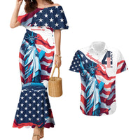 Personalized United States Independence Day Couples Matching Mermaid Dress and Hawaiian Shirt Statue of Liberty Happy 4th Of July LT9 - Wonder Print Shop