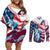 Personalized United States Independence Day Couples Matching Off Shoulder Short Dress and Long Sleeve Button Shirt Statue of Liberty Happy 4th Of July LT9 - Wonder Print Shop
