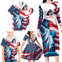 Personalized United States Independence Day Family Matching Long Sleeve Bodycon Dress and Hawaiian Shirt Statue of Liberty Happy 4th Of July LT9 - Wonder Print Shop