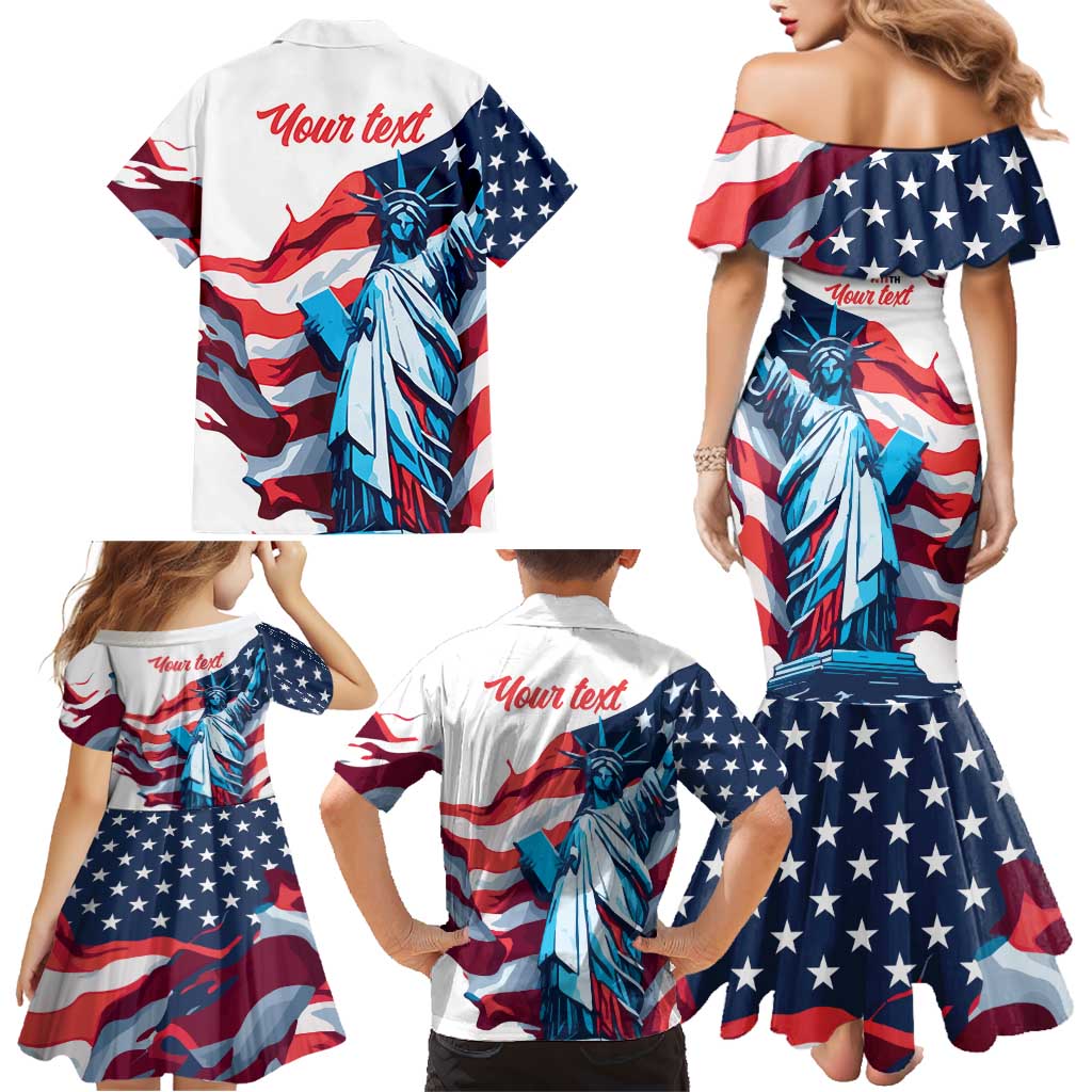 Personalized United States Independence Day Family Matching Mermaid Dress and Hawaiian Shirt Statue of Liberty Happy 4th Of July LT9 - Wonder Print Shop
