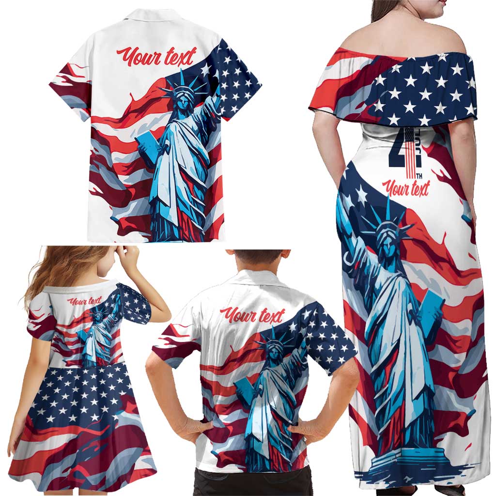 Personalized United States Independence Day Family Matching Off Shoulder Maxi Dress and Hawaiian Shirt Statue of Liberty Happy 4th Of July LT9 - Wonder Print Shop