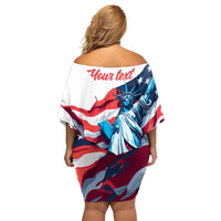 Personalized United States Independence Day Family Matching Off Shoulder Short Dress and Hawaiian Shirt Statue of Liberty Happy 4th Of July LT9 - Wonder Print Shop