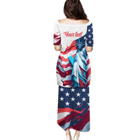 Personalized United States Independence Day Family Matching Puletasi and Hawaiian Shirt Statue of Liberty Happy 4th Of July - Wonder Print Shop