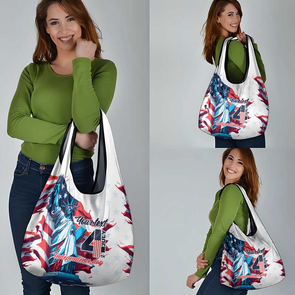 Personalized United States Independence Day Grocery Bag Statue of Liberty Happy 4th Of July