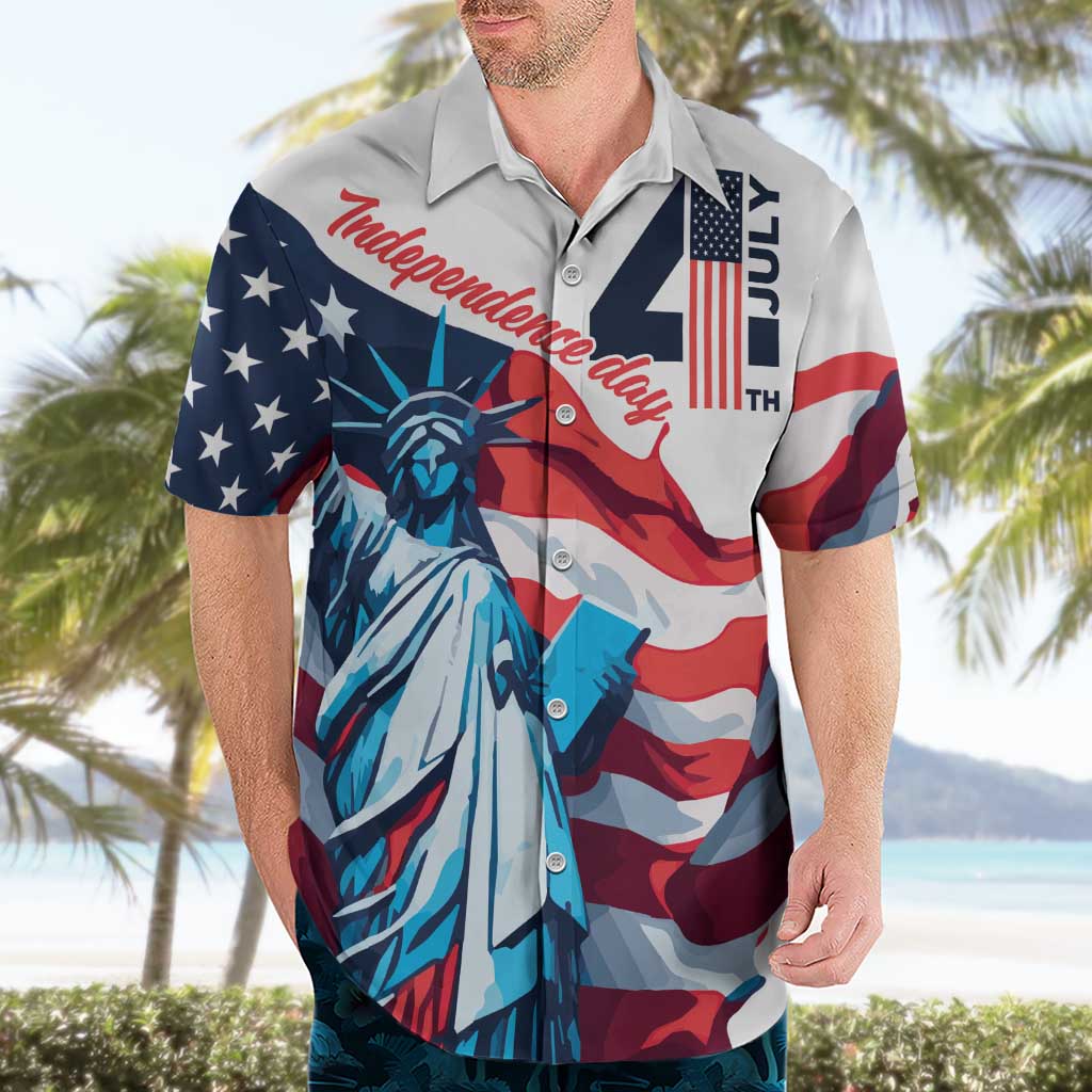 Personalized United States Independence Day Hawaiian Shirt Statue of Liberty Happy 4th Of July - Wonder Print Shop